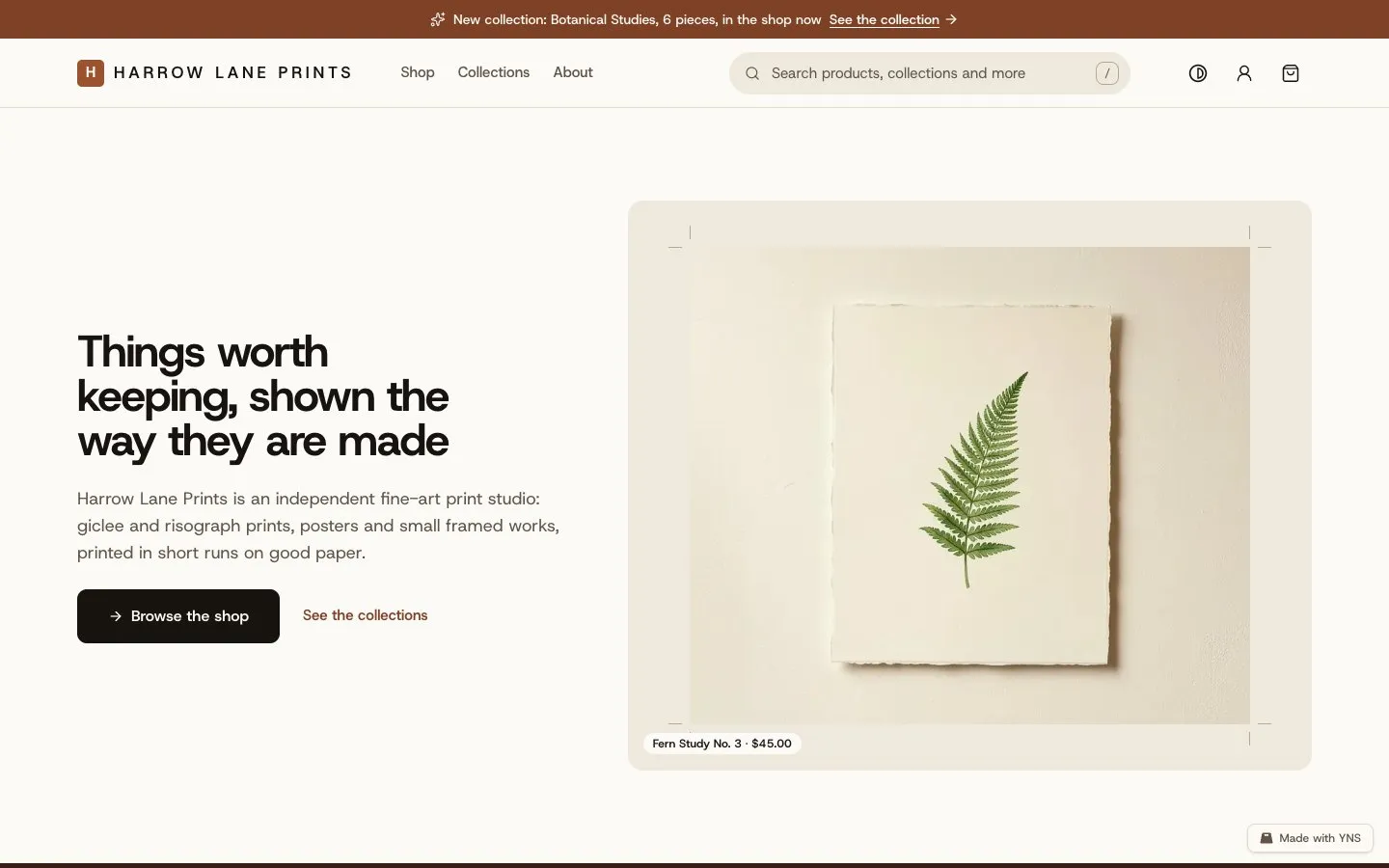 Deckle store template, home page