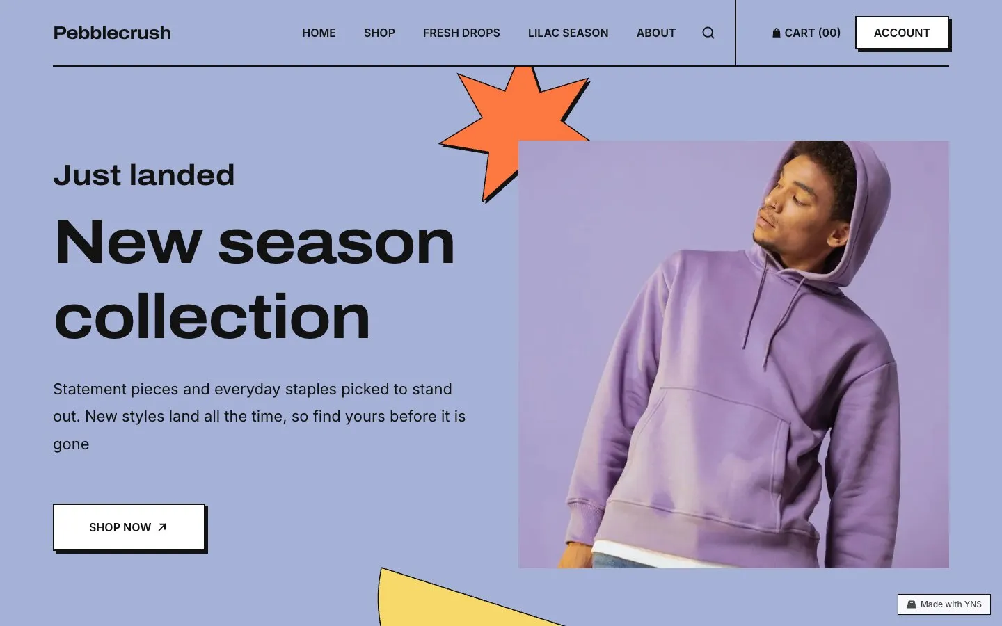 Pebblecrush store template, home page