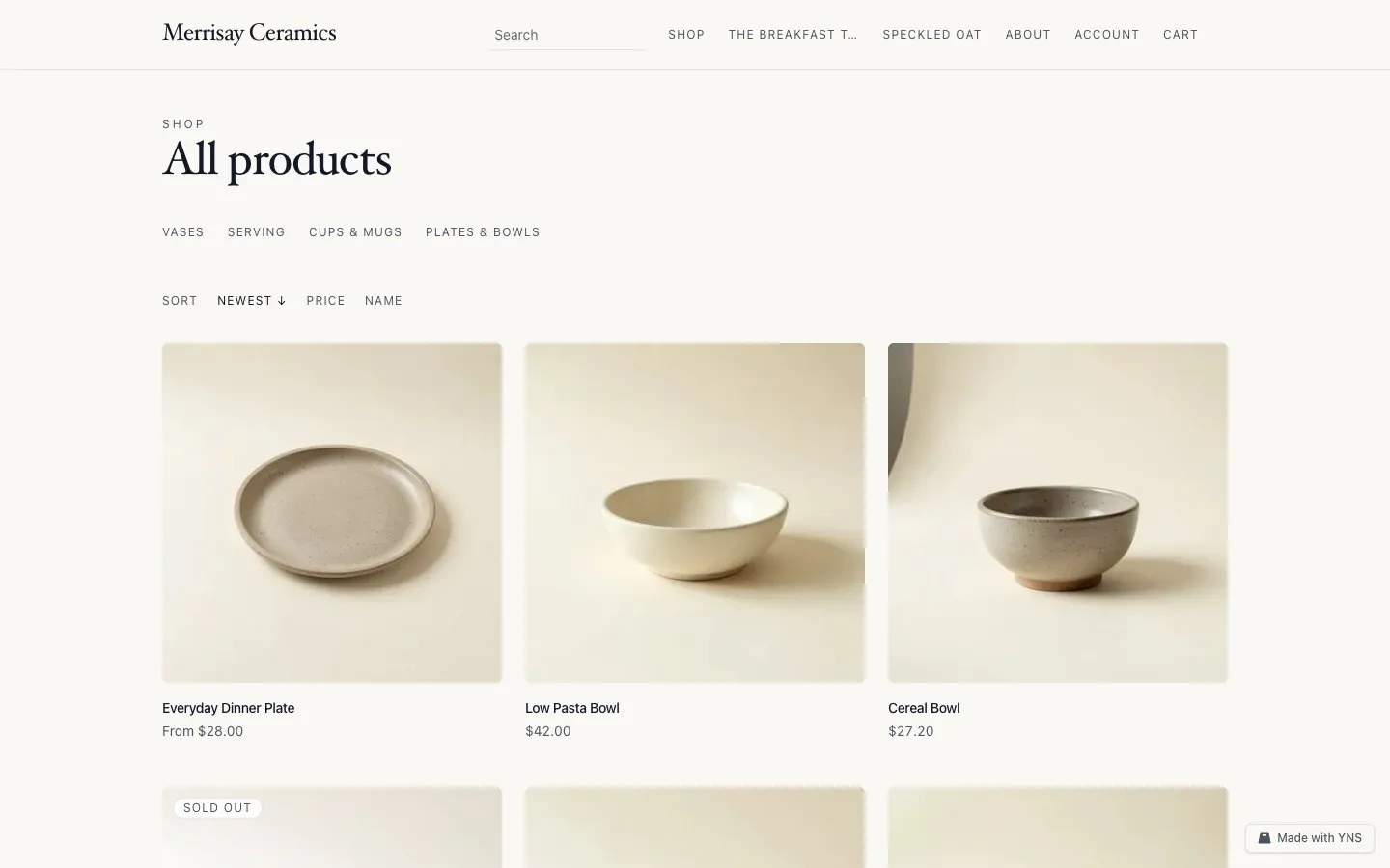 Mercury store template, home page