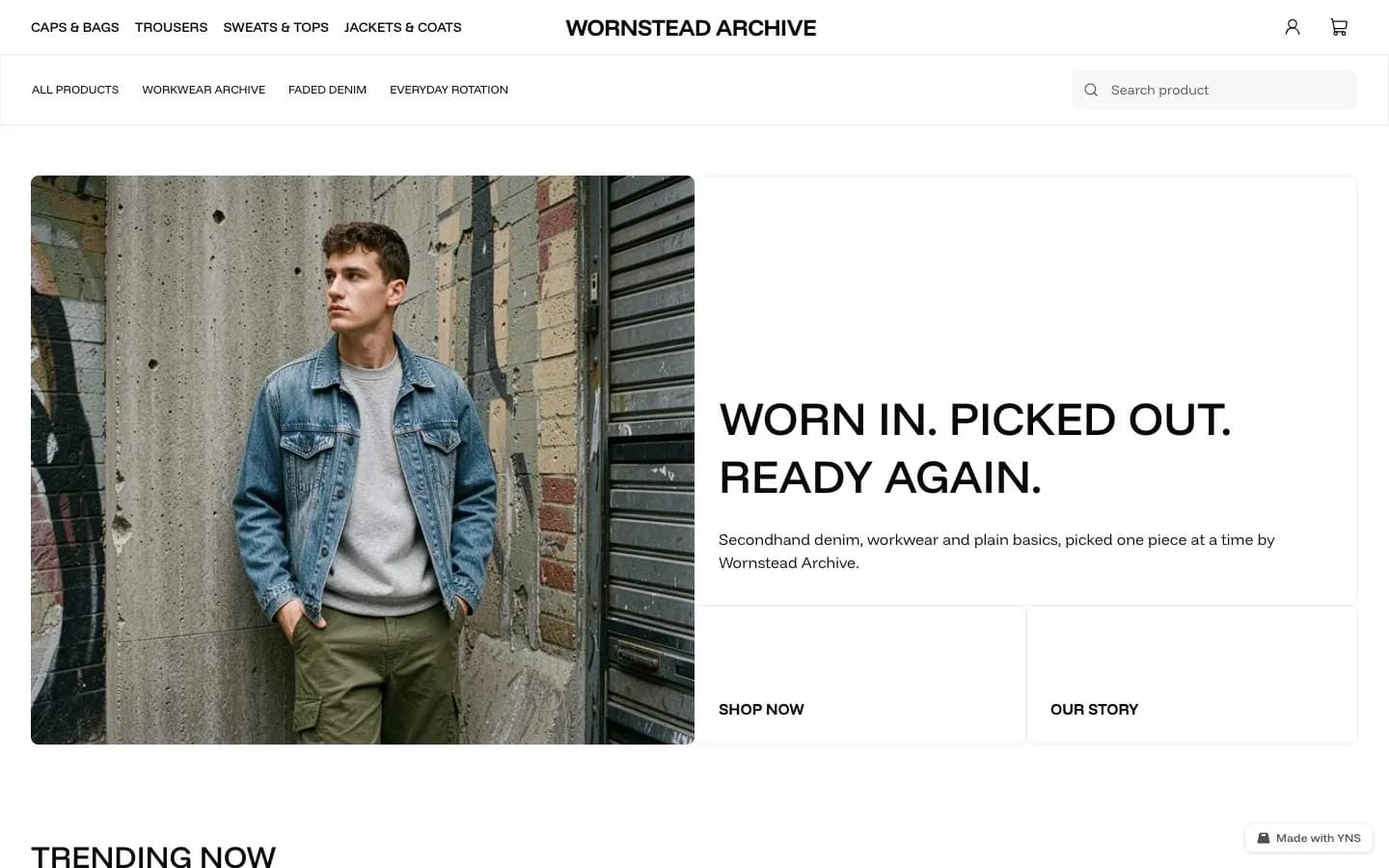 Wornstead store template, home page
