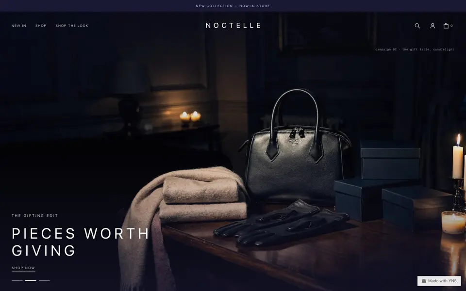 Noctelle store template, home page