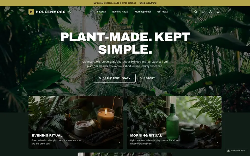 Hollenmoss store template, home page