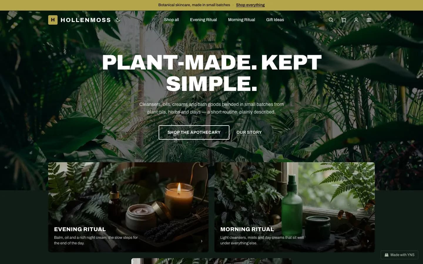 Hollenmoss store template, home page