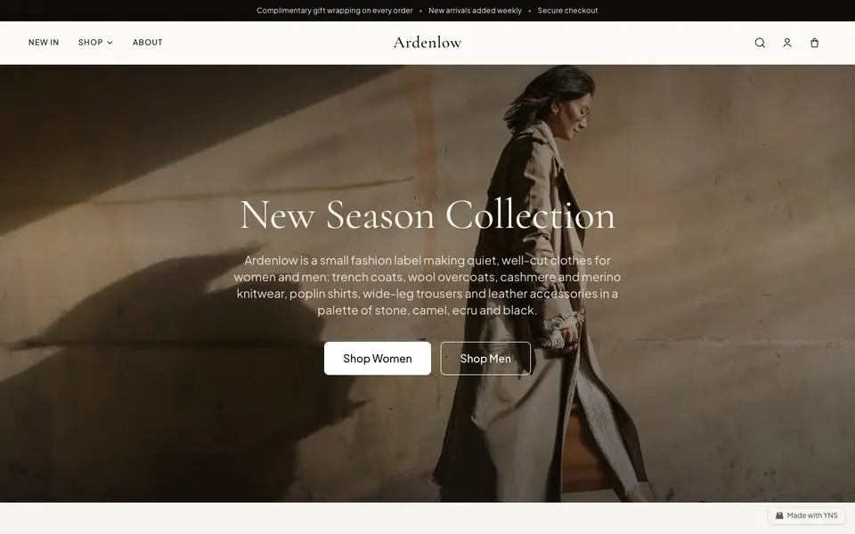 Ardenlow store template, home page