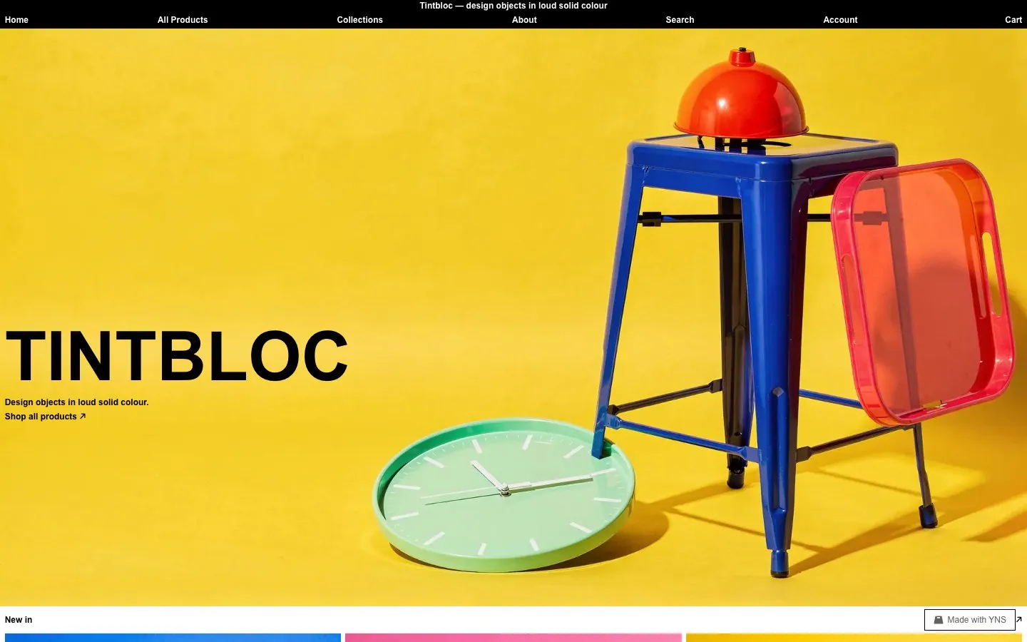 Tintbloc store template, home page