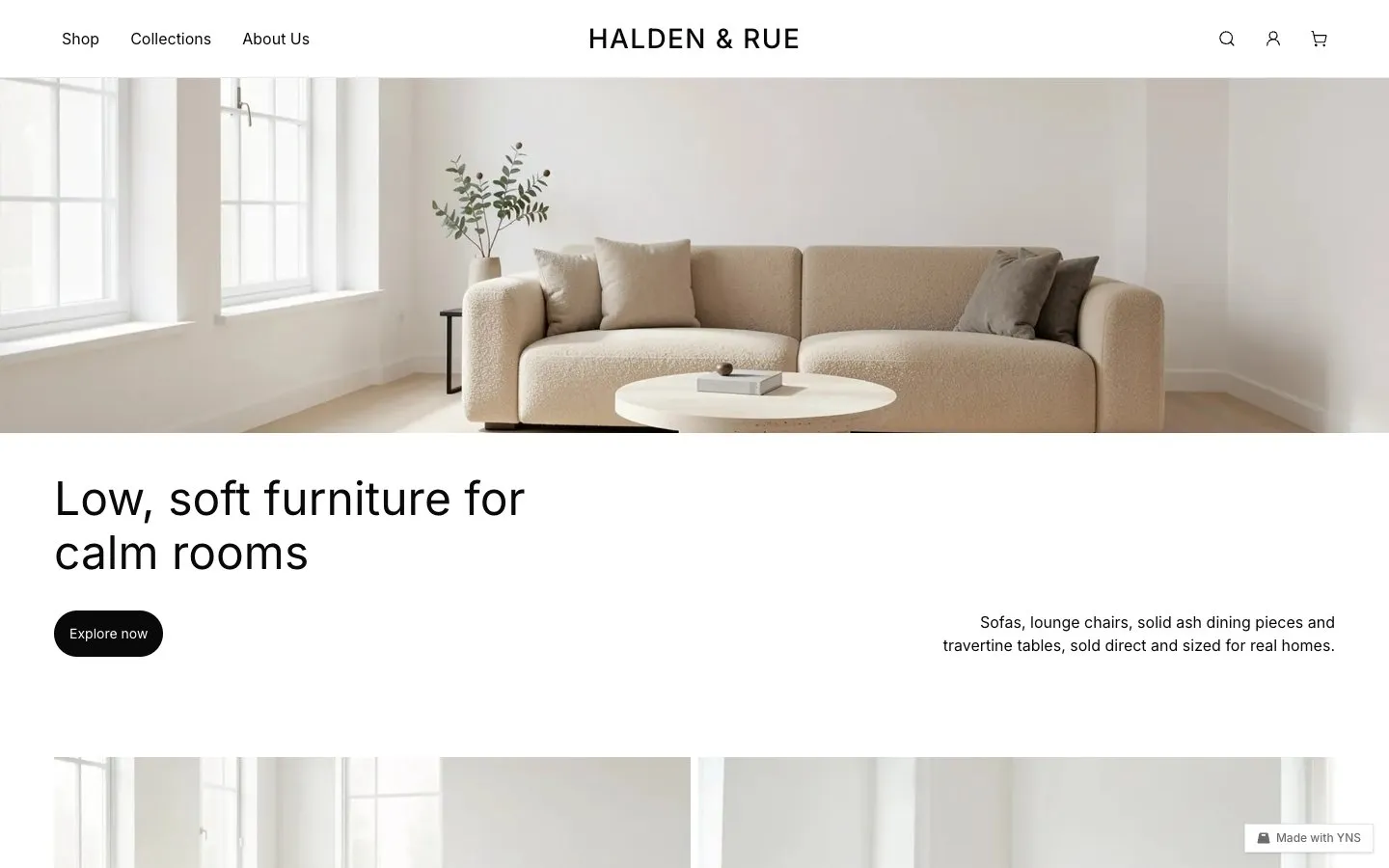 Modèle de boutique Halden & Rue, page d'accueil