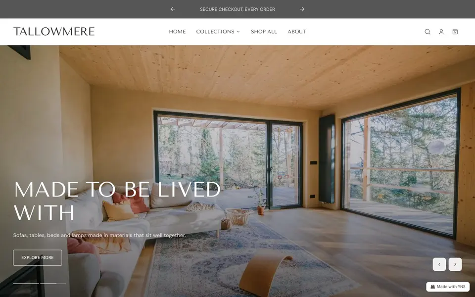 Tallowmere store template, home page