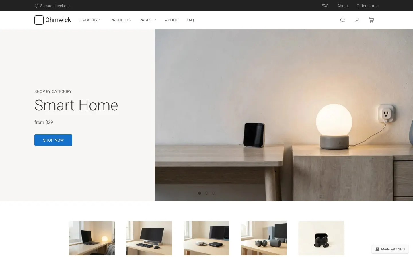 Ohmwick store template, home page