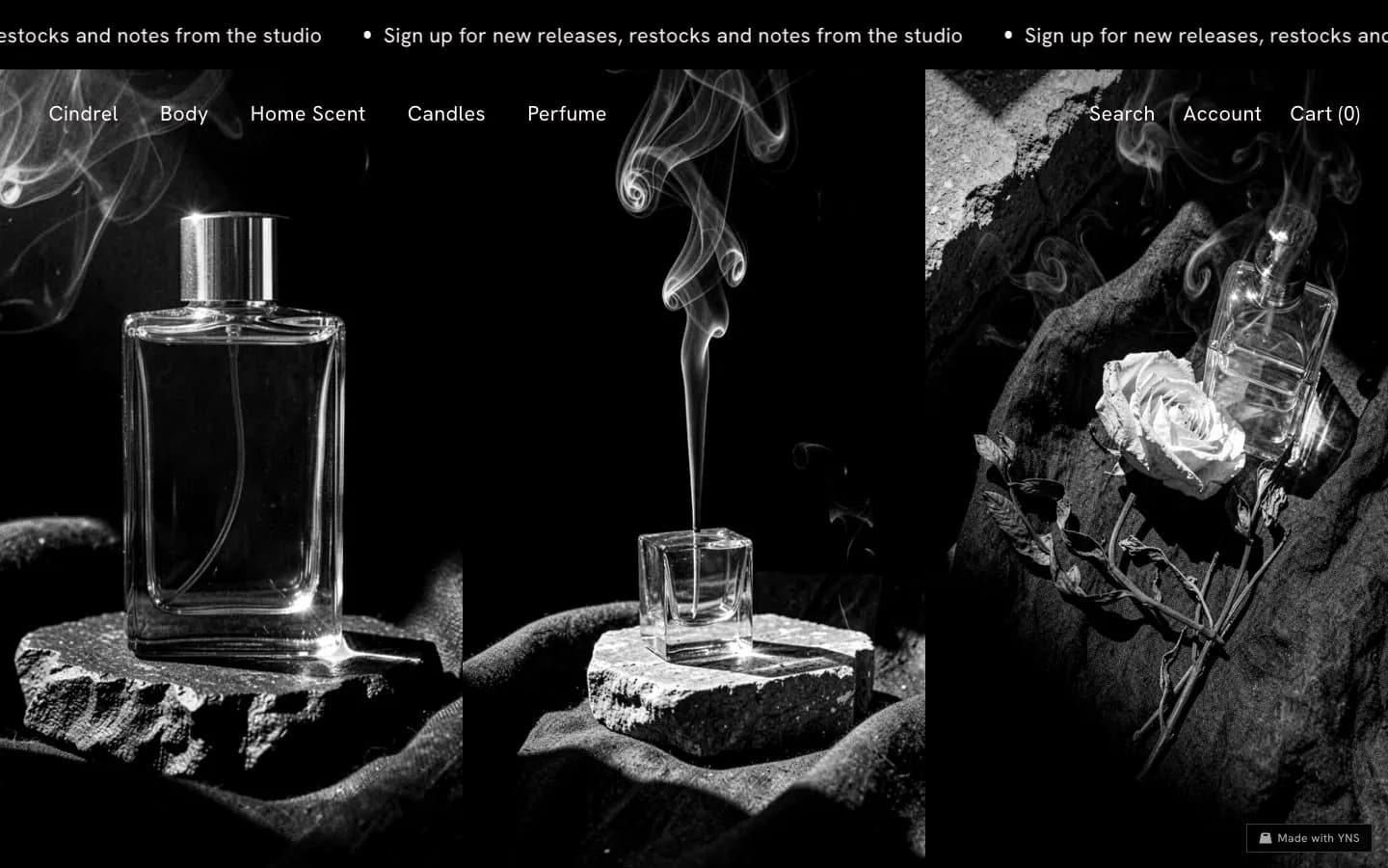 Cindrel store template, home page