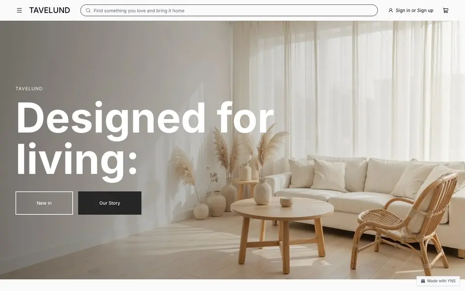 Tavelund store template, home page