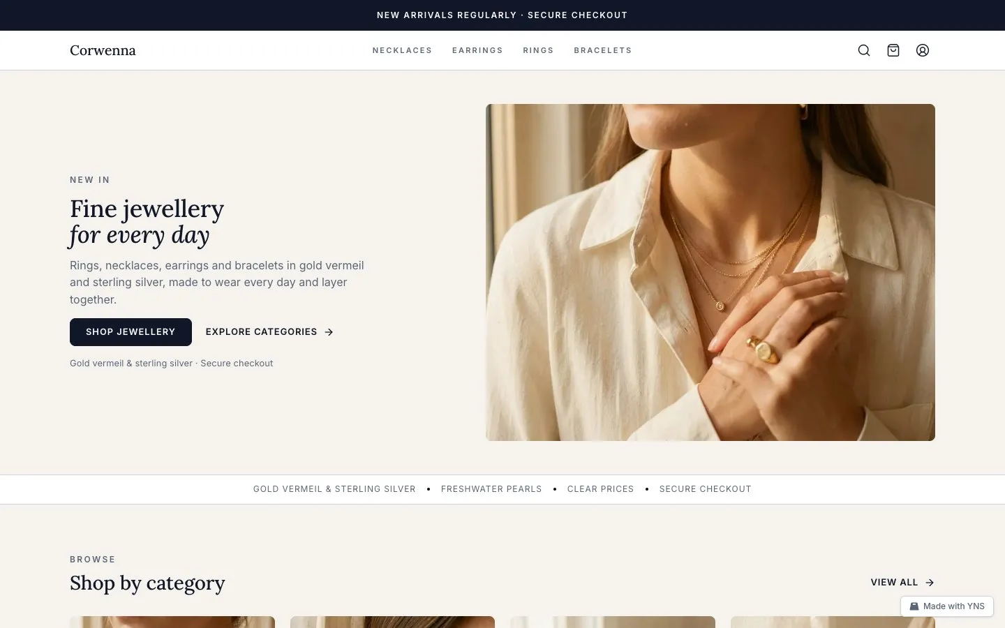 Corvenna store template, home page