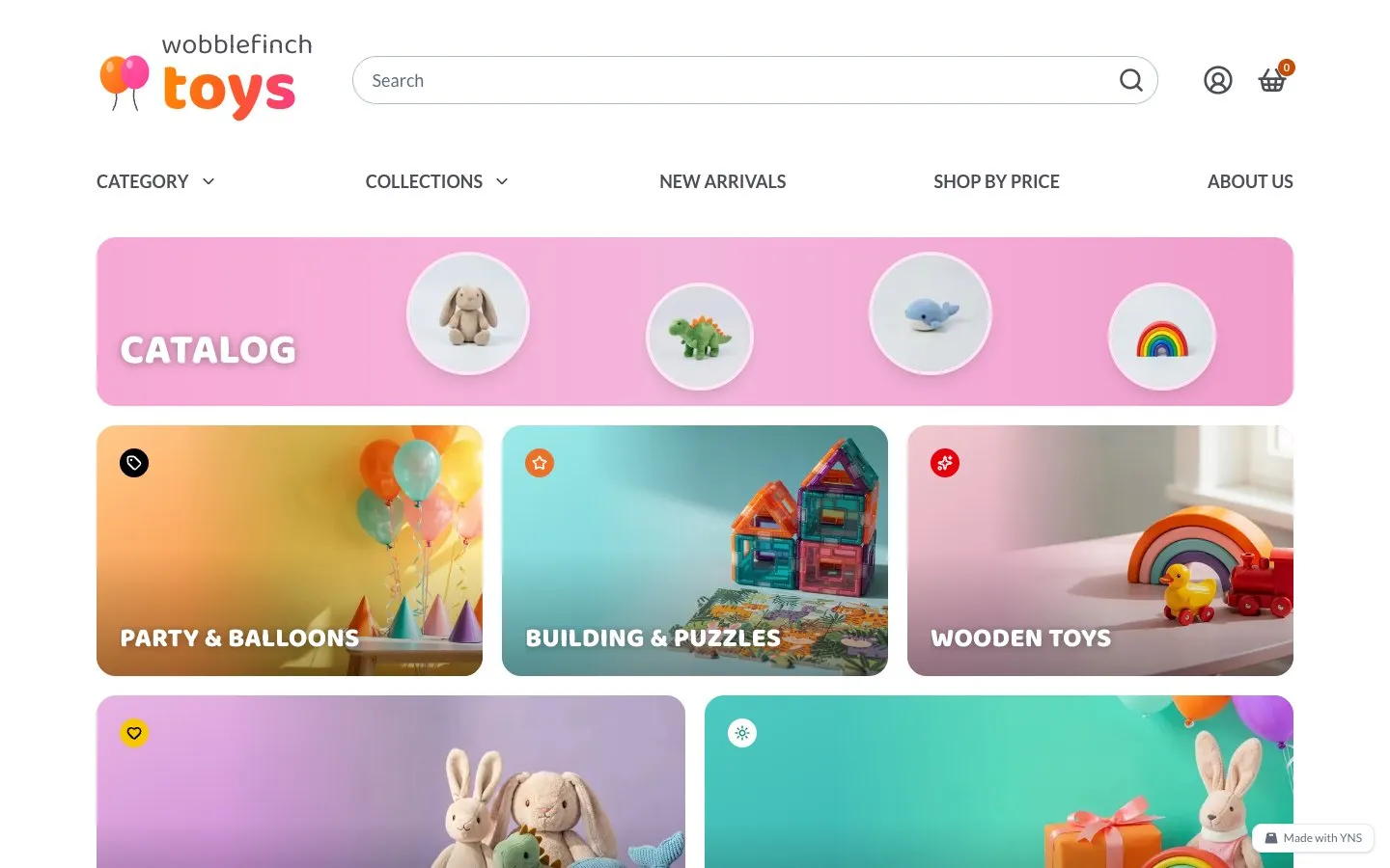 Webblefinch store template, home page
