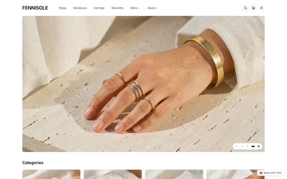 Fennisole store template, home page