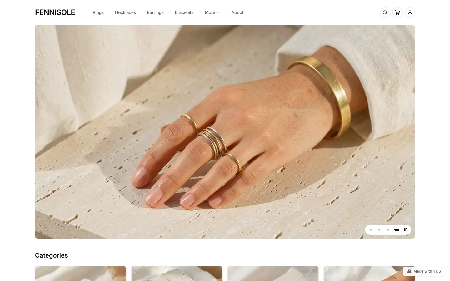 Fennisole store template, home page