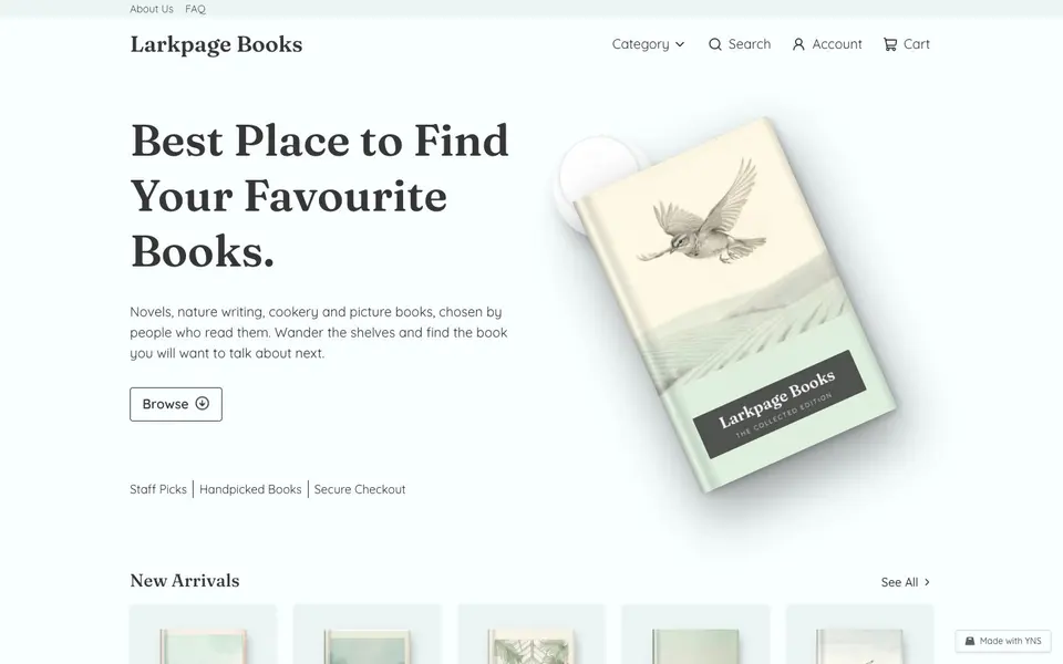 Larkpage store template, home page