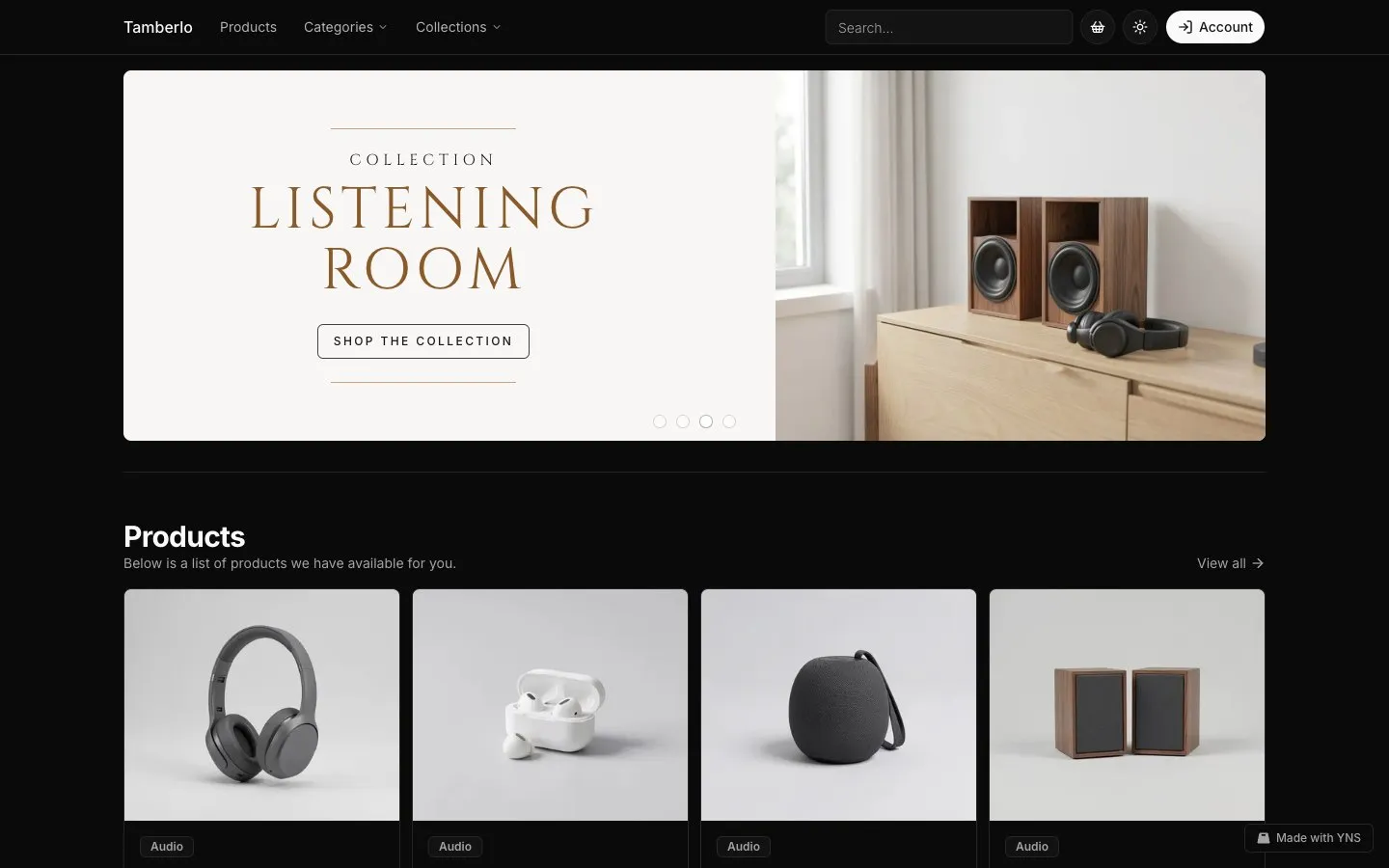 Tambela store template, home page
