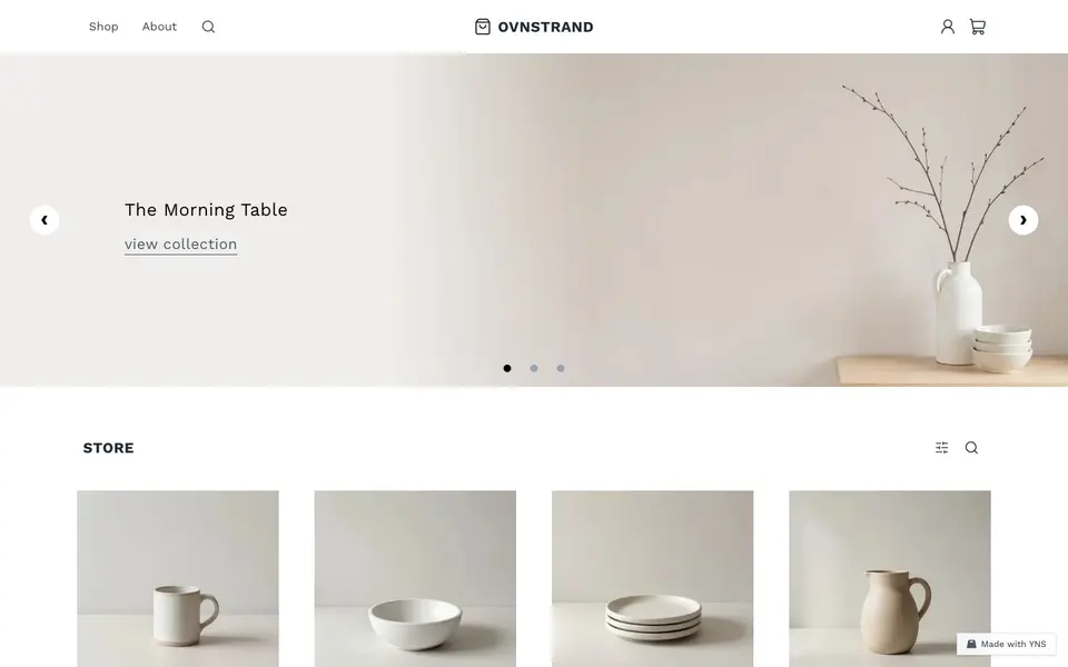 Ovnstrand store template, home page