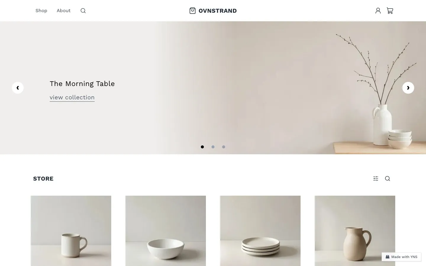 Ovnstrand store template, home page