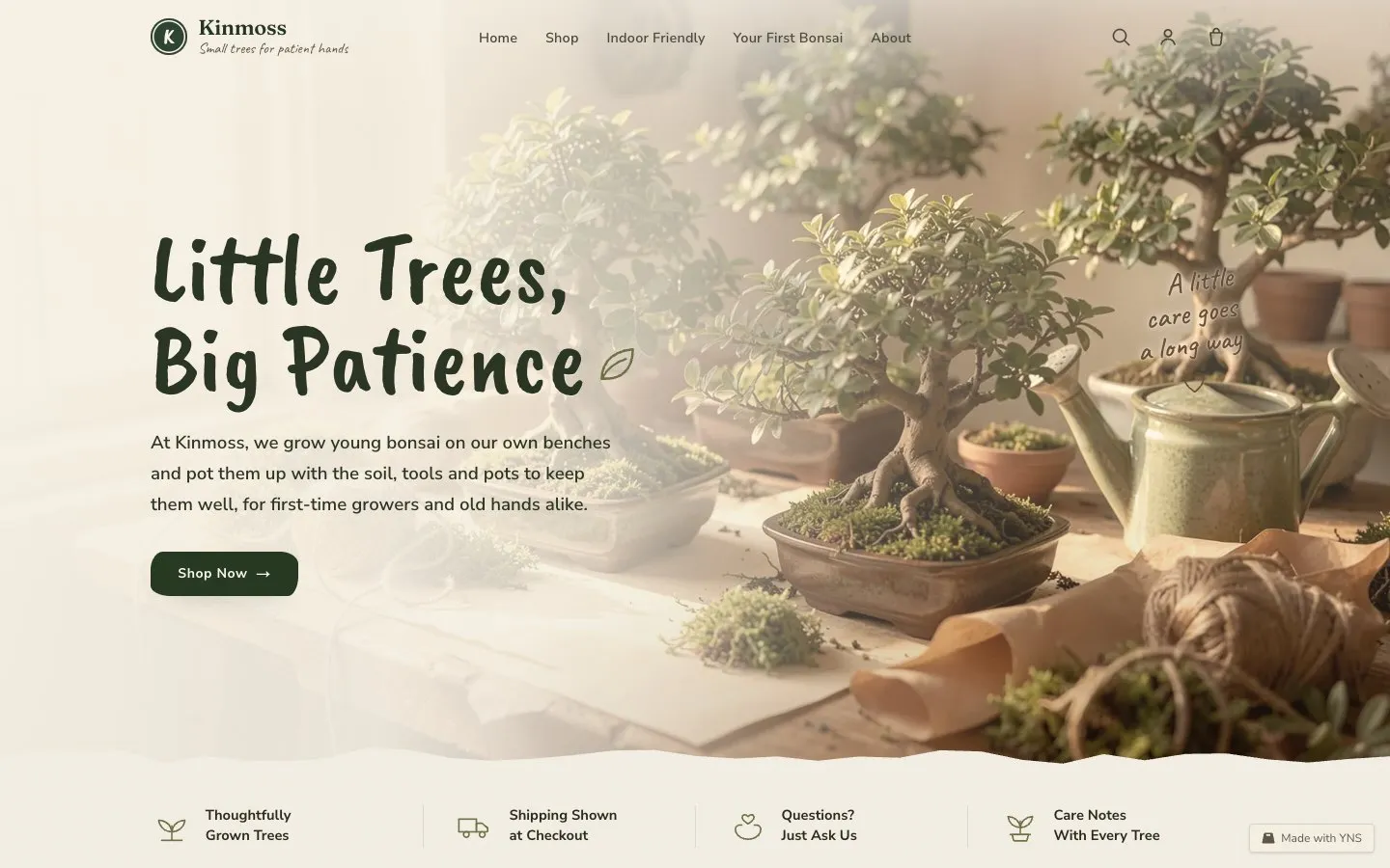 Kinmoss store template, home page