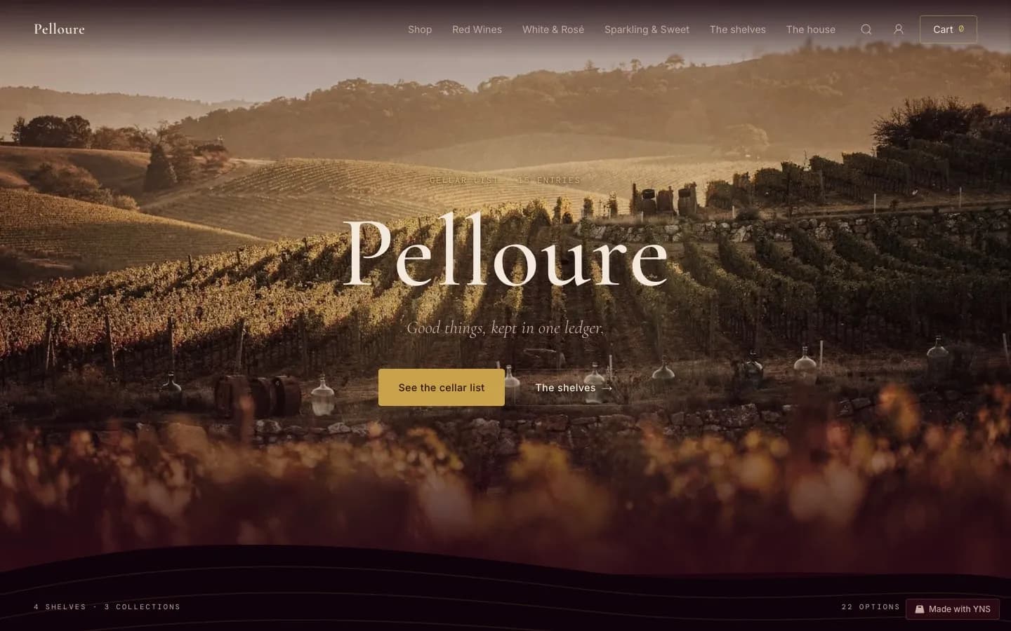 Pelloure store template, home page