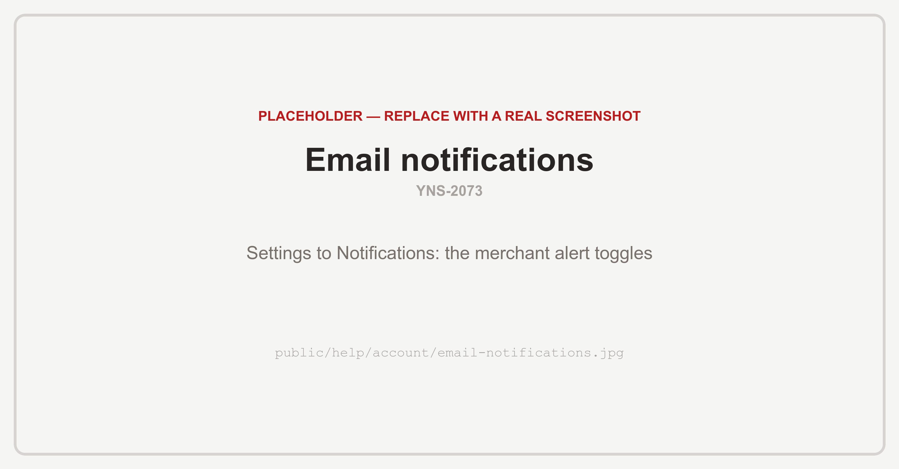 The Notifications settings page, where you choose which alerts about your store land in your own inbox