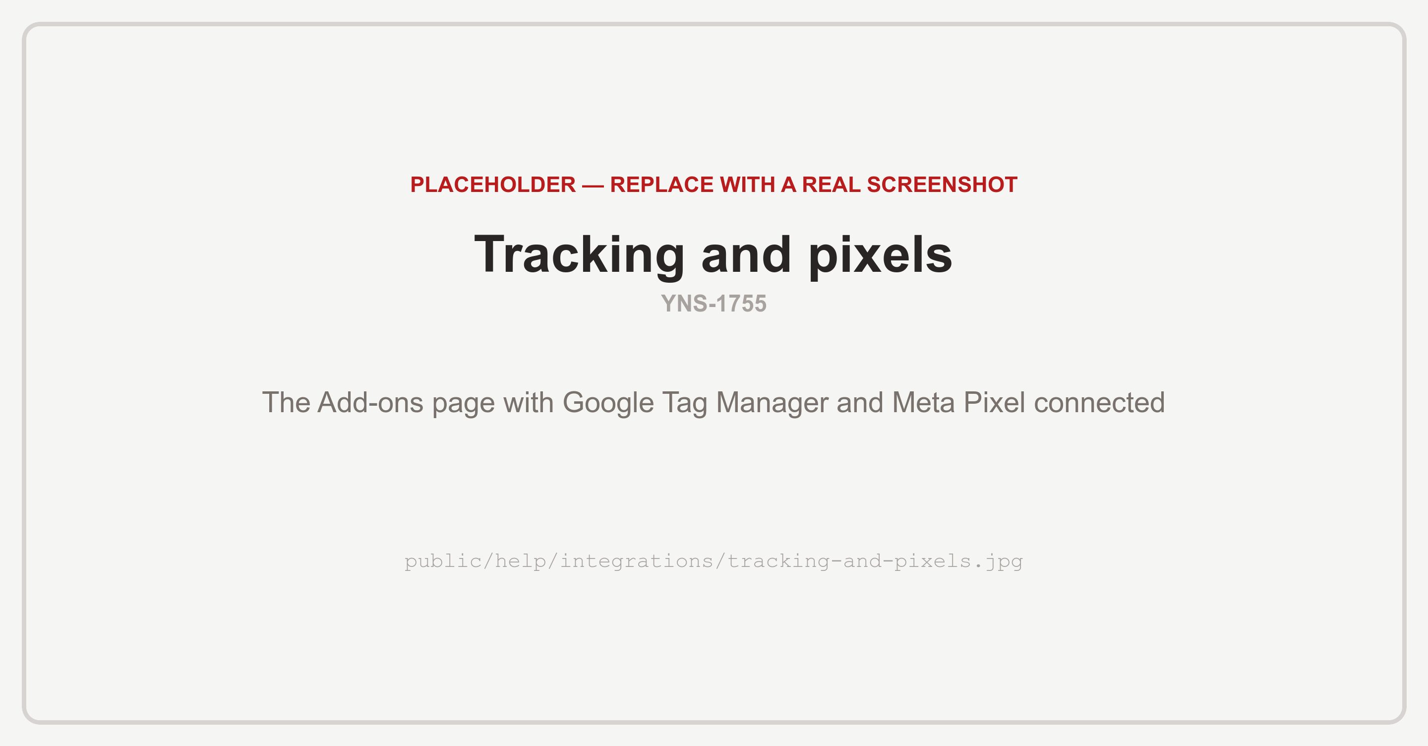 The Add-ons page with Google Tag Manager and the Meta Pixel connected, each showing the ID it is reporting to