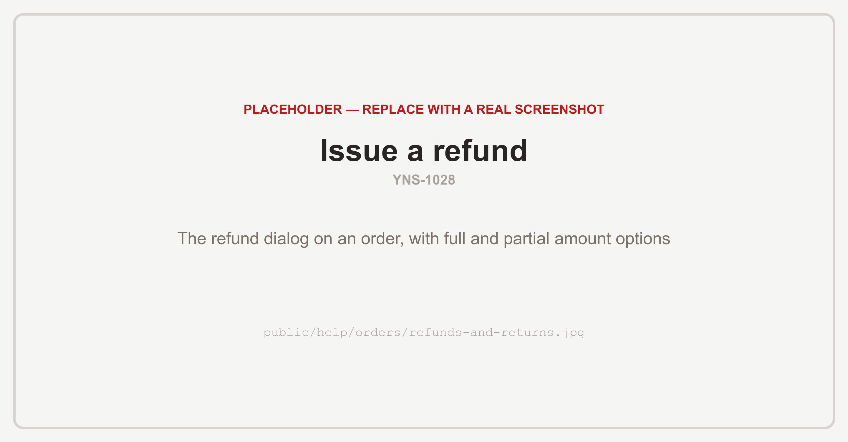 The refund dialog on an order, with the option to refund the full amount or enter a partial amount