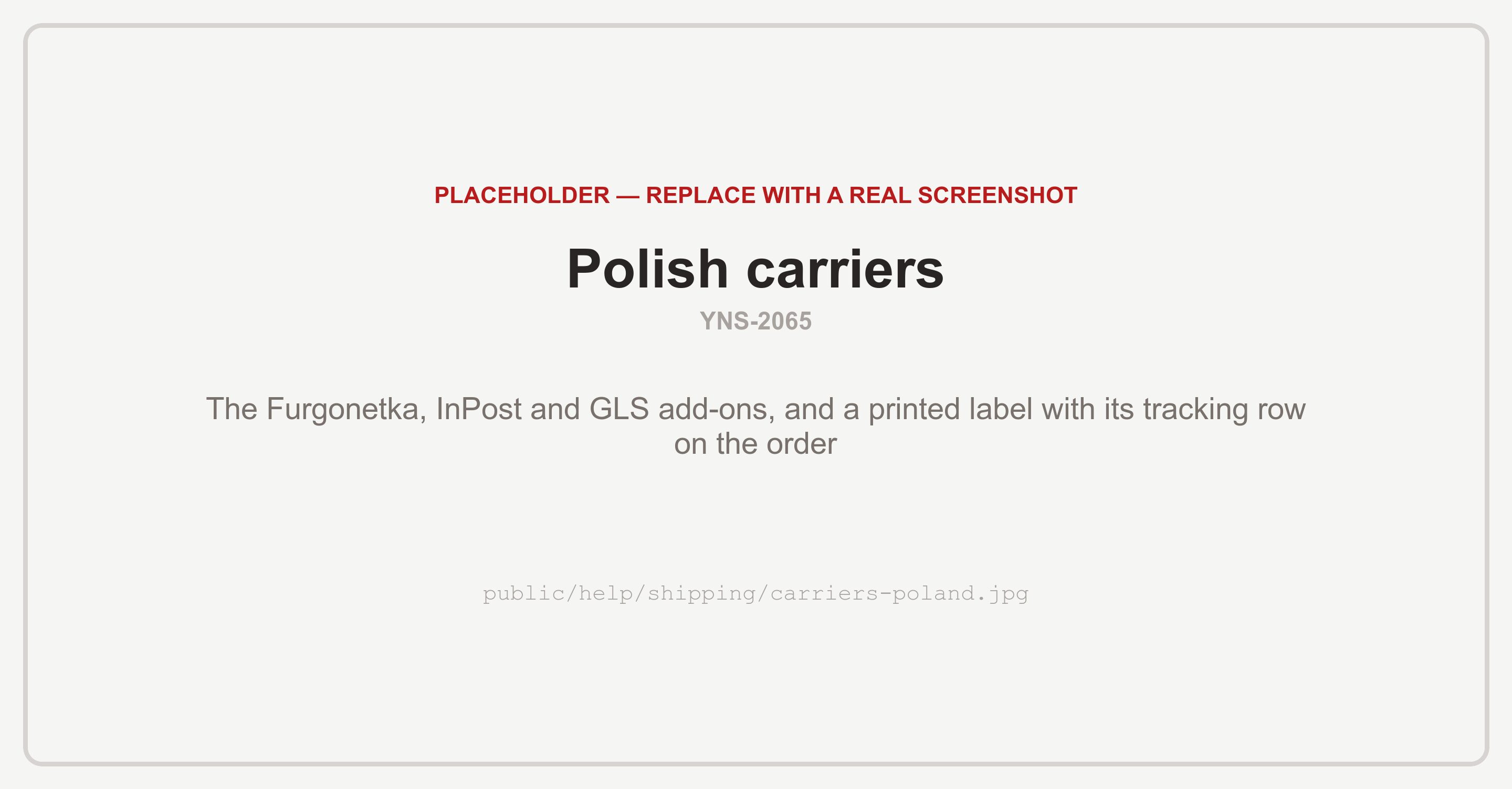 The Furgonetka, InPost, and GLS add-ons on the Add-ons page, ready to connect for label printing and locker delivery