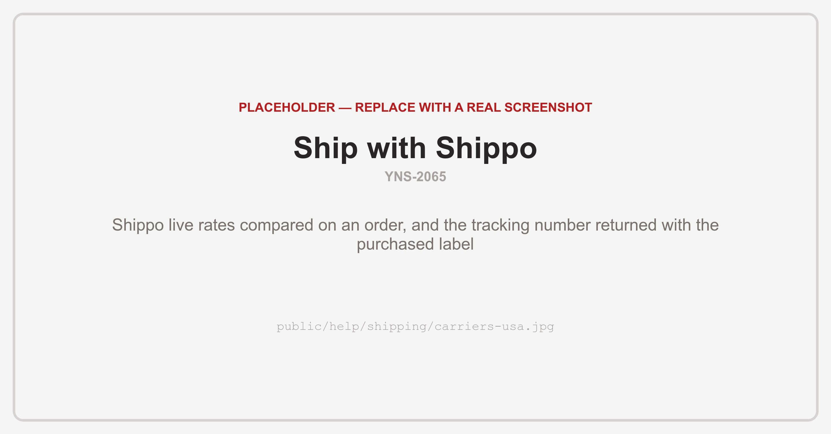 Live Shippo rates from USPS, UPS, and FedEx compared side by side on an order, with the tracking number returned when you buy the label
